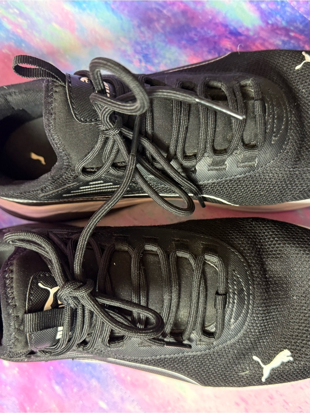 Puma Black Athletic Mesh Sneakers with White Accents - Picture 3 of 9